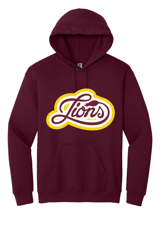 FHU Lions Curvy Hooded Sweatshirt | Gildan Heavyblend